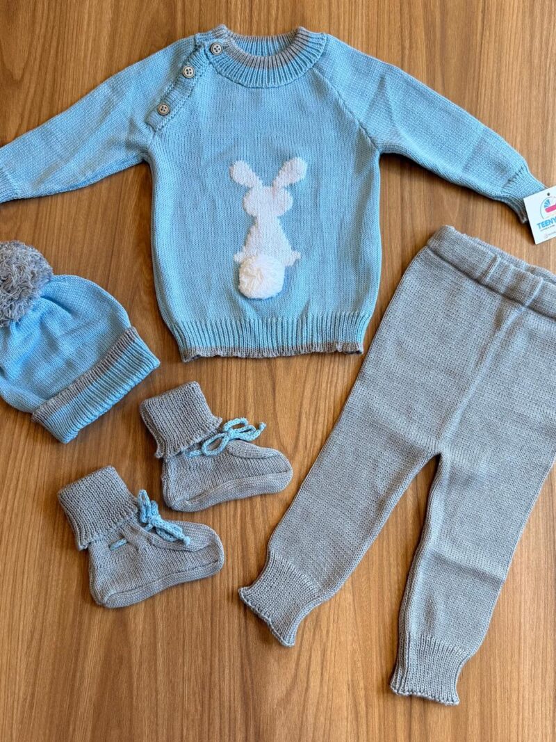 Conjunto Tejido Azul Claro Conejito