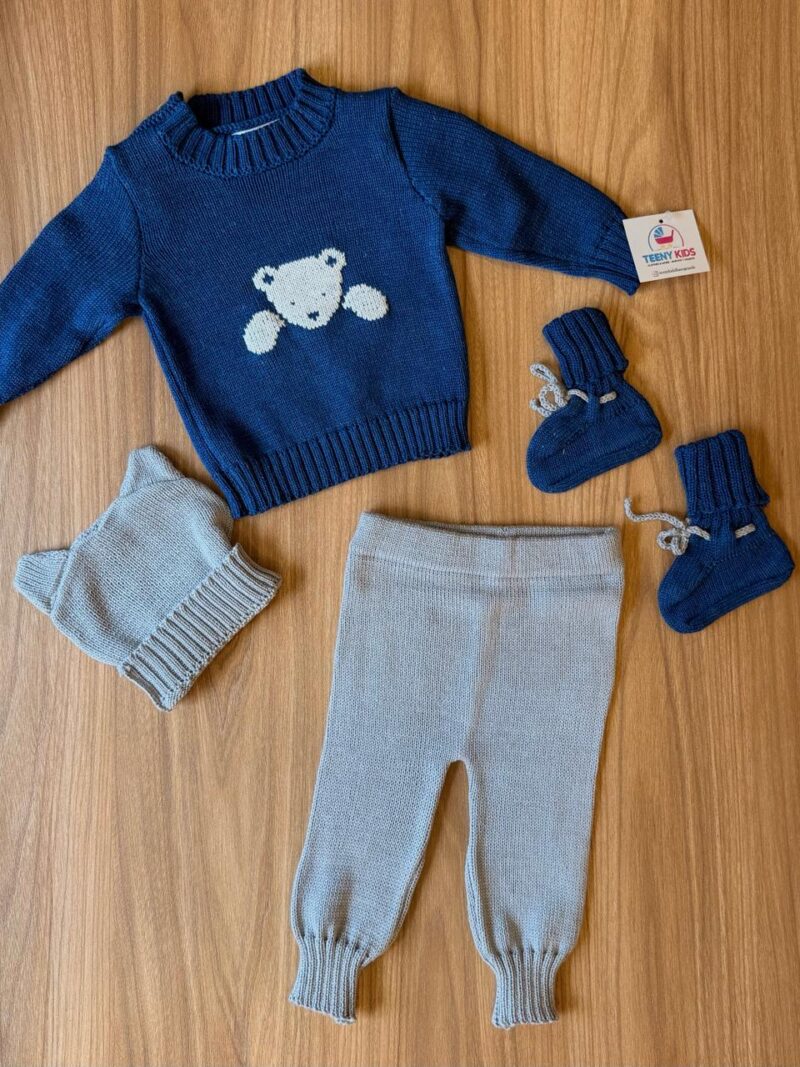 Conjunto Tejido Osito Azul Oscuro
