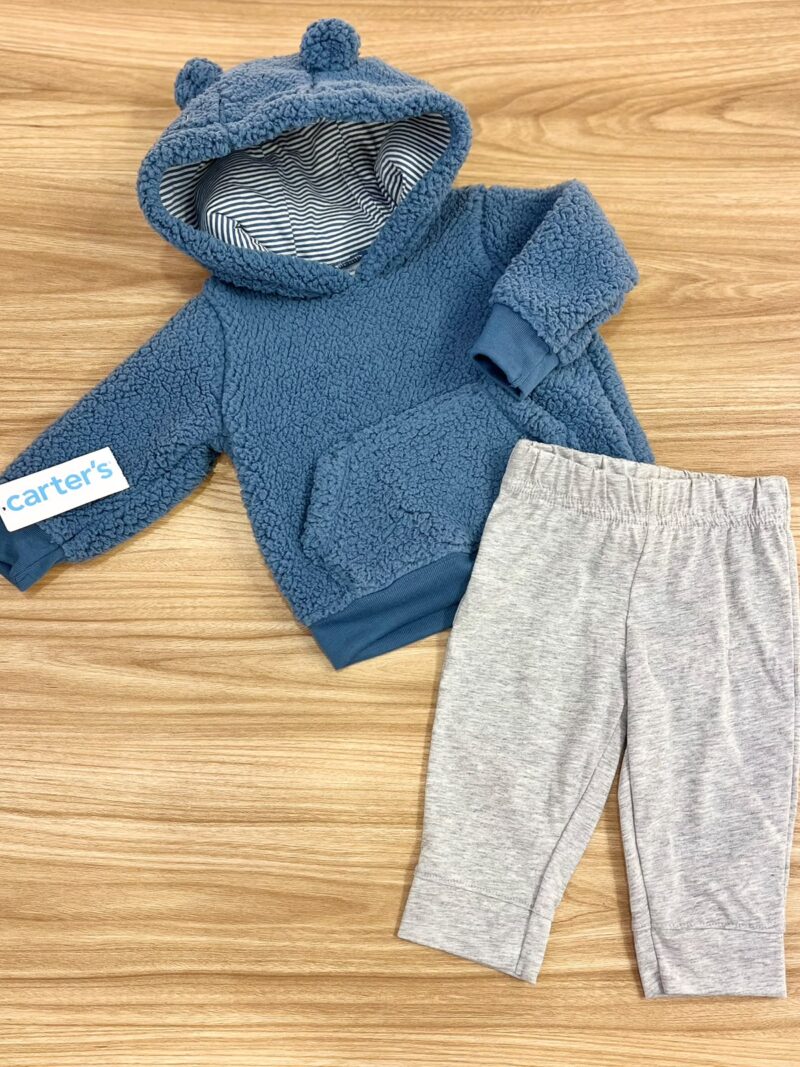 Conjunto buzo azul orejas peludito Carter´s