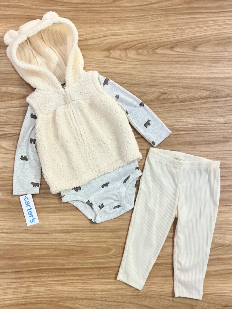 Conjunto Chaleco Blanco Oso