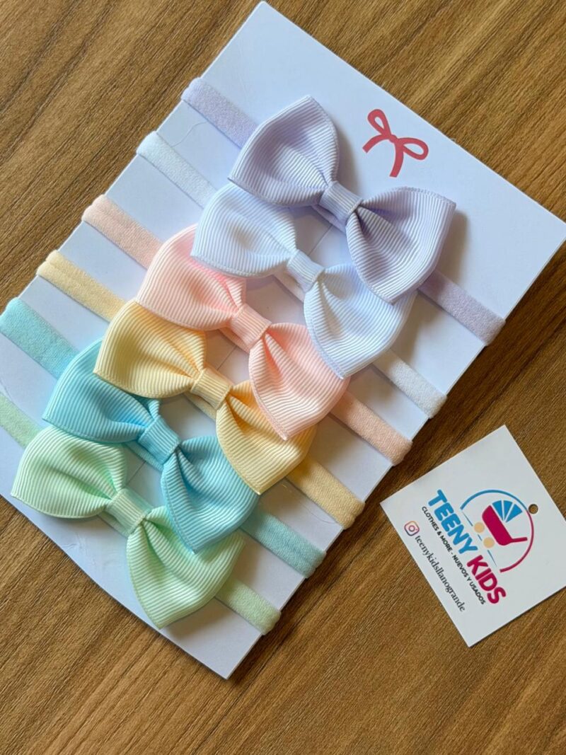 Set balacas moños x6 Tonos Pastel