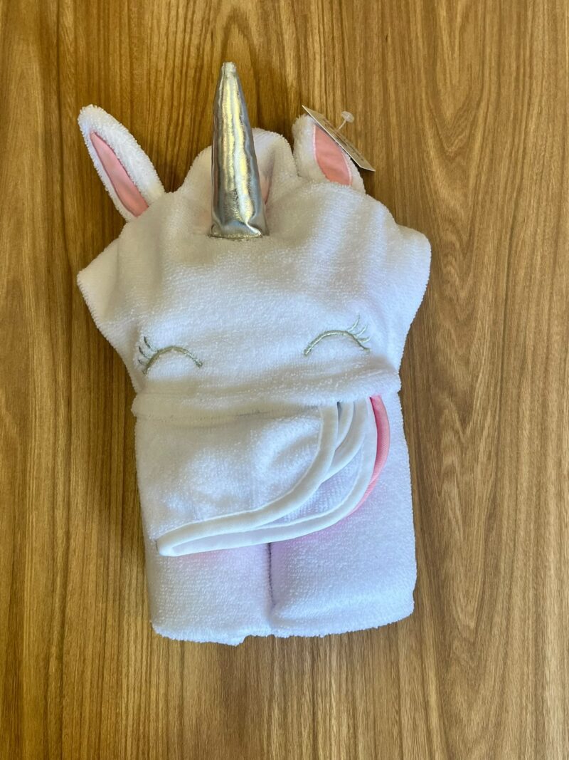 Kit Toalla blanca con Capucha Unicornio