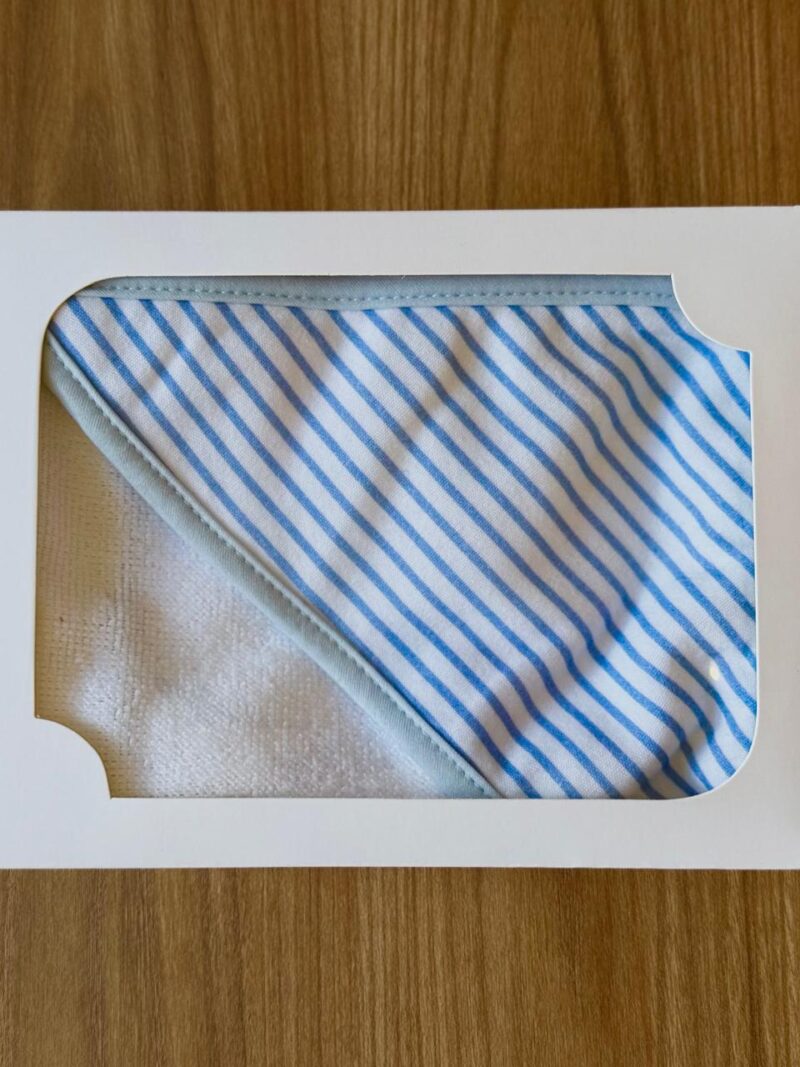 Toalla Blanca Capucha Lineas Azules