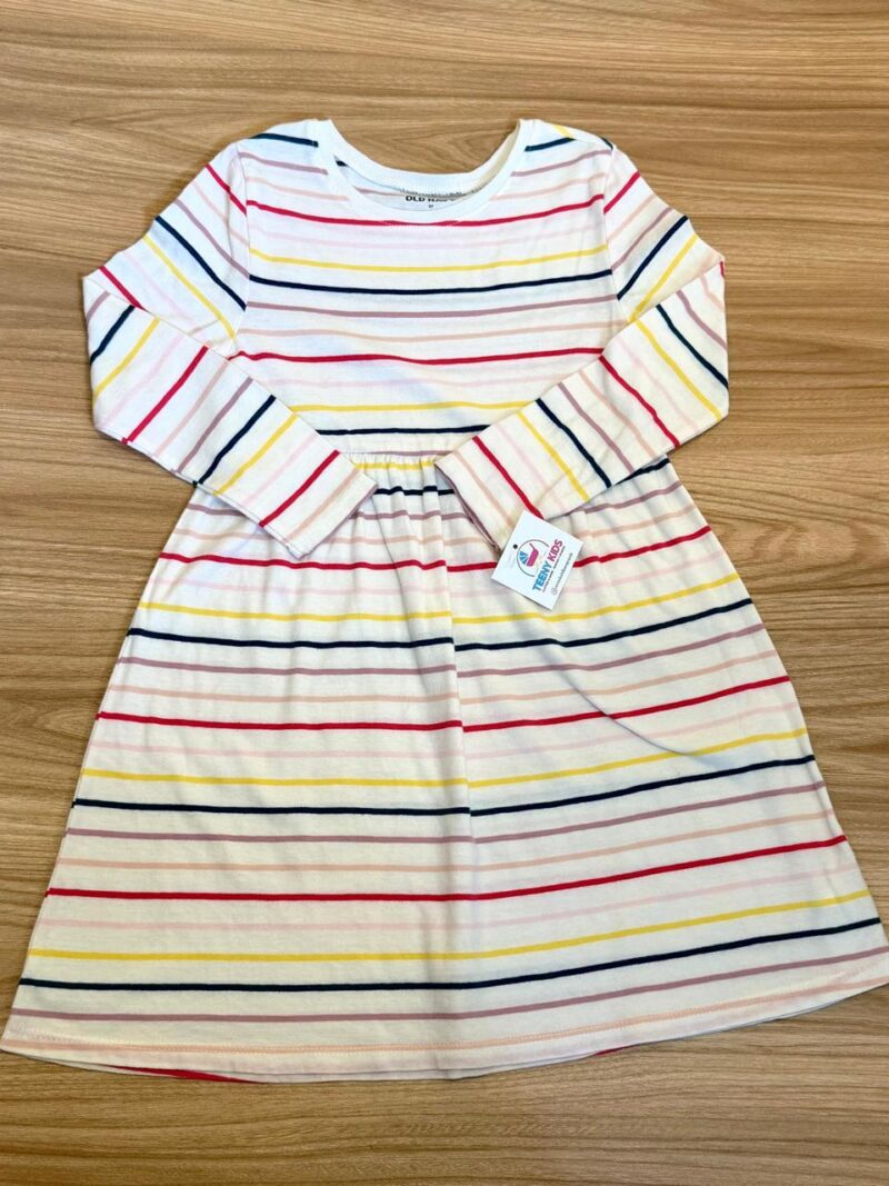 Vestido Blanco con Rayas Colores